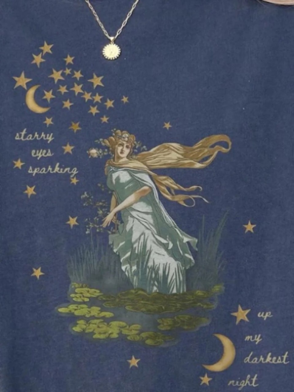 Navy Graphic Tee with Gold Star & Moon Print - Picture 2 of 4
